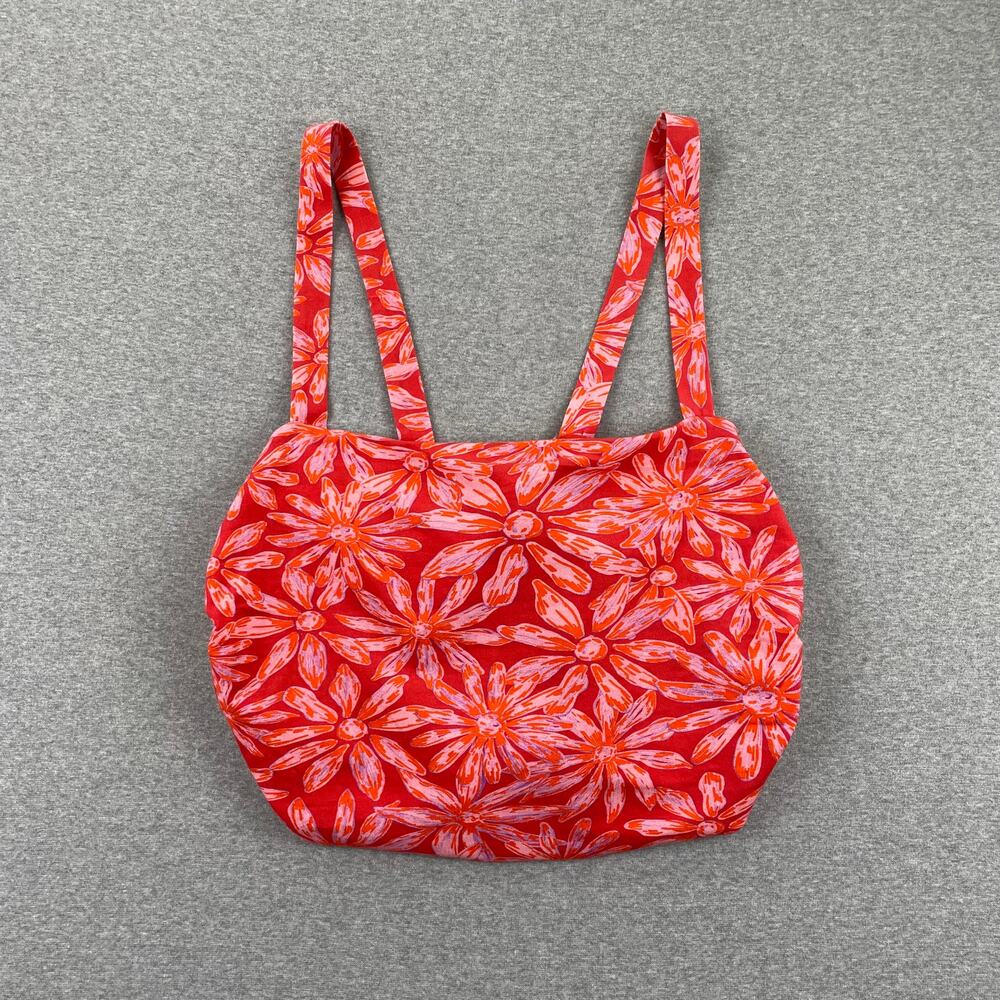 Free People All Tied Up Tank Top Womens XL Red Combo Floral Open Tie Back Boho